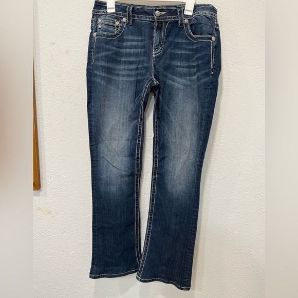 Miss Me Denim - Miss Me Mid Rise Bootcut Jeans Dark Wash Size 31 Inseam 34
